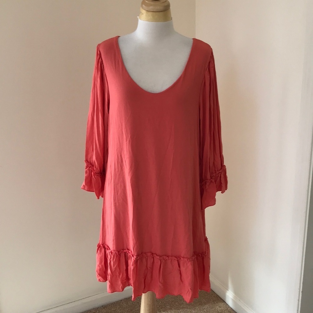 New! Pink Blush large ruffled maternity dress.